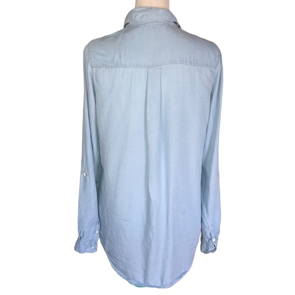 KAYAS DESIGN Shirt Women's Size Small Blue Chambray 100% Tencel Button Up Tunic - Picture 3 of 12